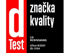 LG sušička RC91V5AV6Q bola ocenená značkou kvality dTest 9/2021.